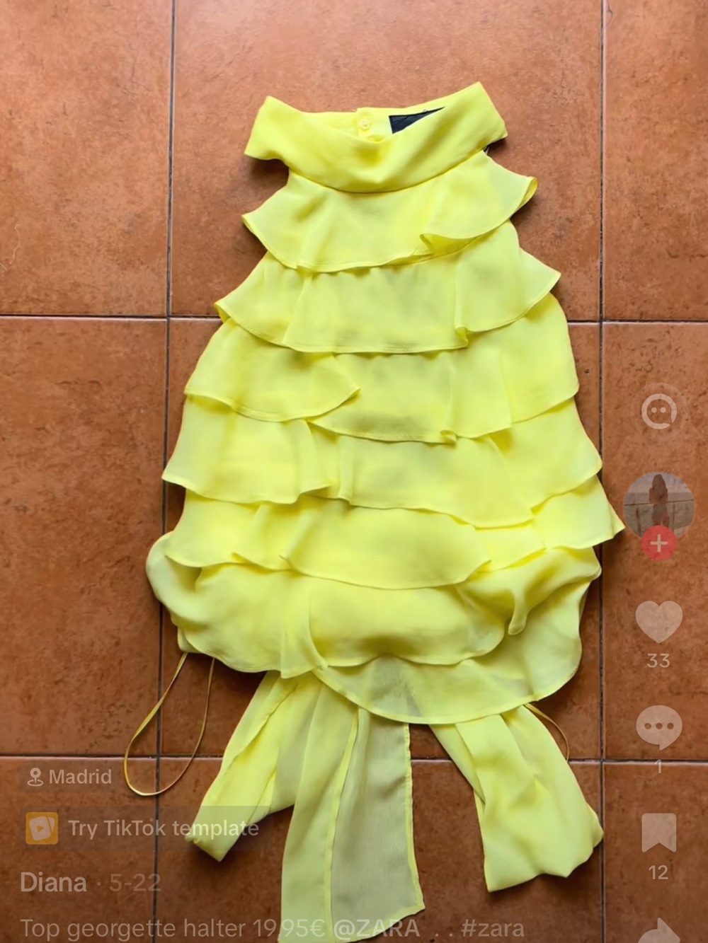 Zara Soft Yellow Ruffled Dress